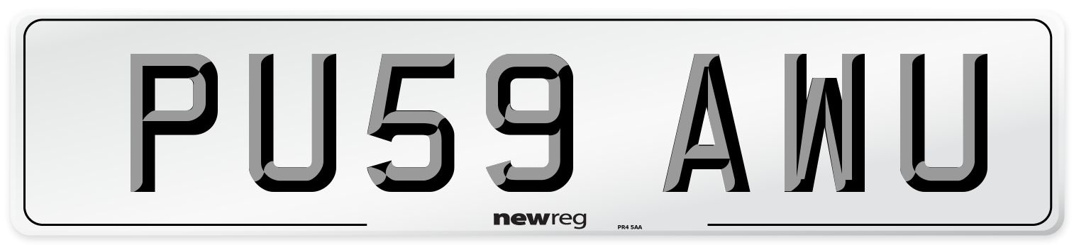 PU59 AWU Number Plate from New Reg